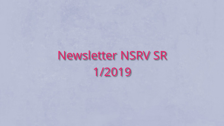 Newsletter Národnej siete rozvoja vidieka SR 1/2019