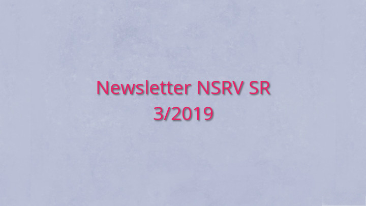 Newsletter Národnej siete rozvoja vidieka SR 3/2019