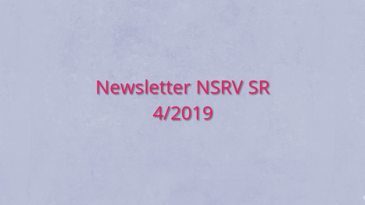 Newsletter Národnej siete rozvoja vidieka SR 4/2019