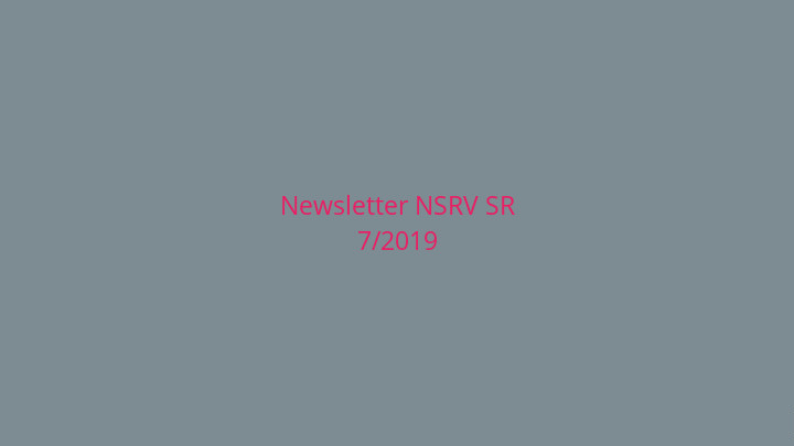 Newsletter Národnej siete rozvoja vidieka SR 7/2019