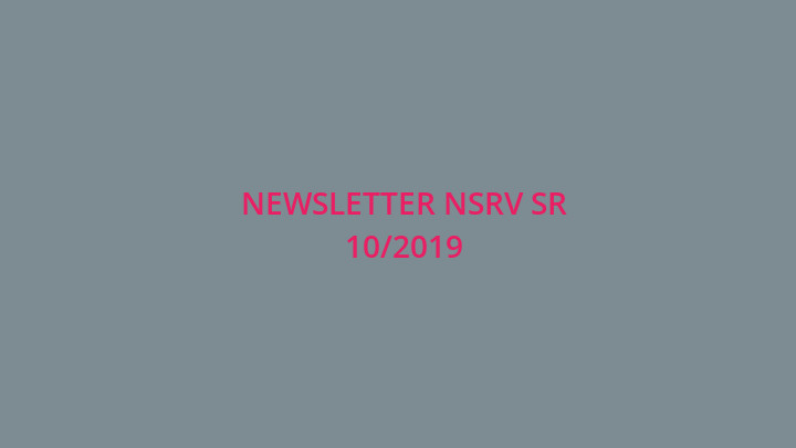 Newsletter Národnej siete rozvoja vidieka SR 10/2019