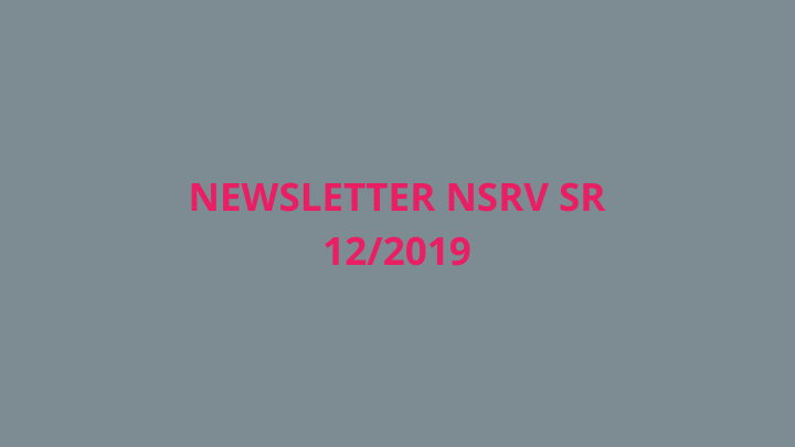 Newsletter Národnej siete rozvoja vidieka SR 12/2019