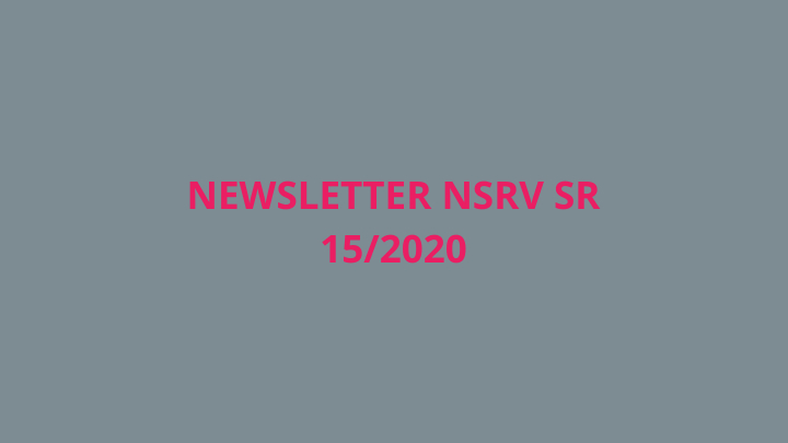 Newsletter Národnej siete rozvoja vidieka SR 15/2020