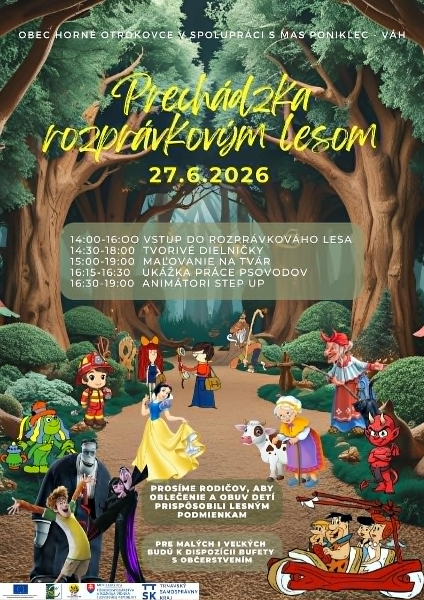 Obec Horné Otrokovce v spolupráci s MAS OZ Poniklec – Váh Vás pozývajú dňa 27.06.2026 na „Prechádzku rozprávkovým lesom“